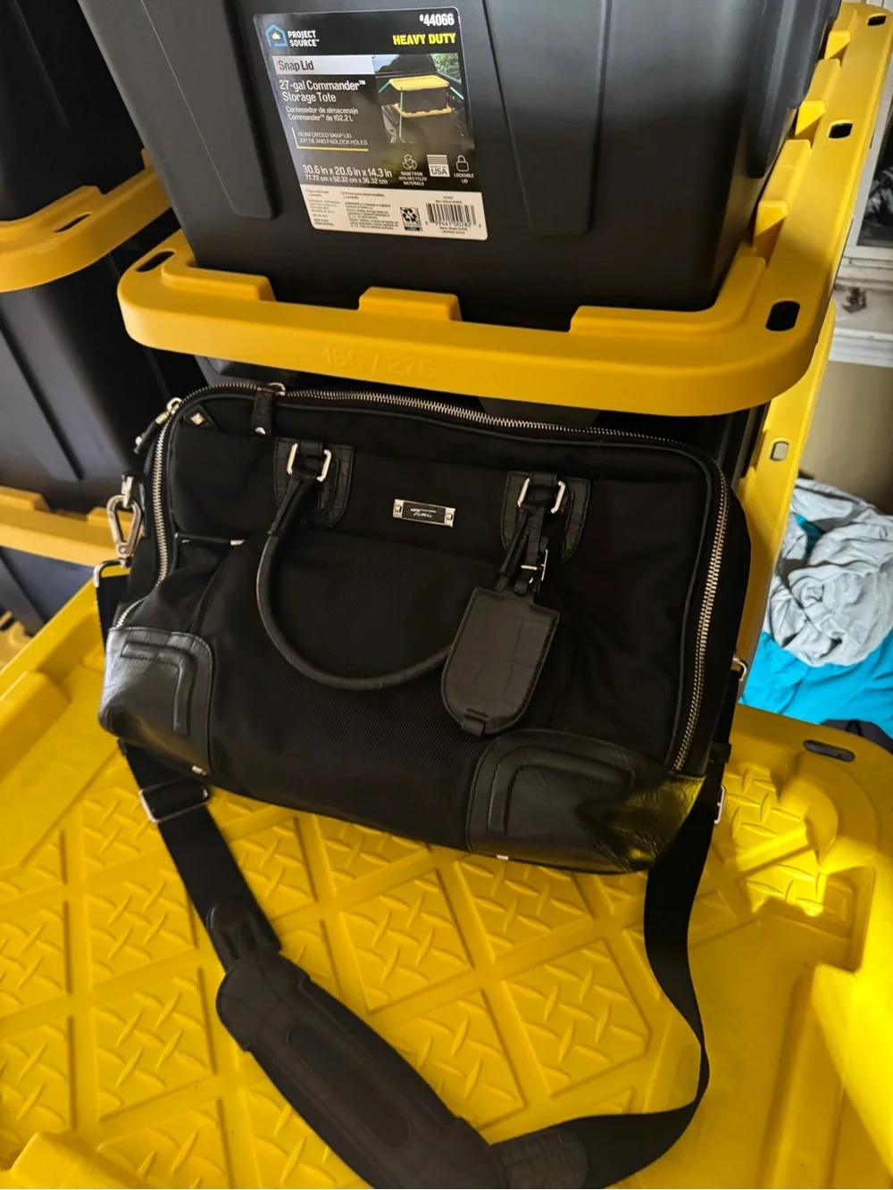 Tumi Black Nylon Laptop Bag with Leather Accents
